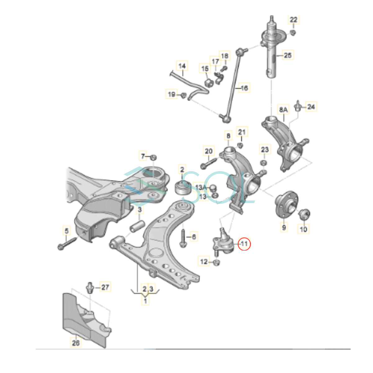 VW ポロ 5(9N_ 9A_ 6R1 6C1) UP!(121 122 123 BL1 BL2 BL3) フロント ロアアーム ボールジョイント 左側 6R0407365 6R0407365A 6R0407365B_画像6