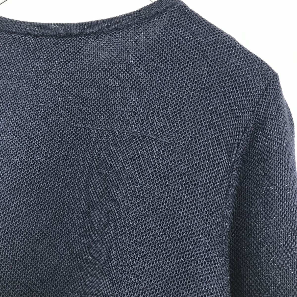 2O1236-R◆自由区 ジユウク レイヤードデザイン長袖カットソー◆サイズ38 レディース 婦人 トップス 秋冬 重ね着風 ネイビー 透け感_画像5