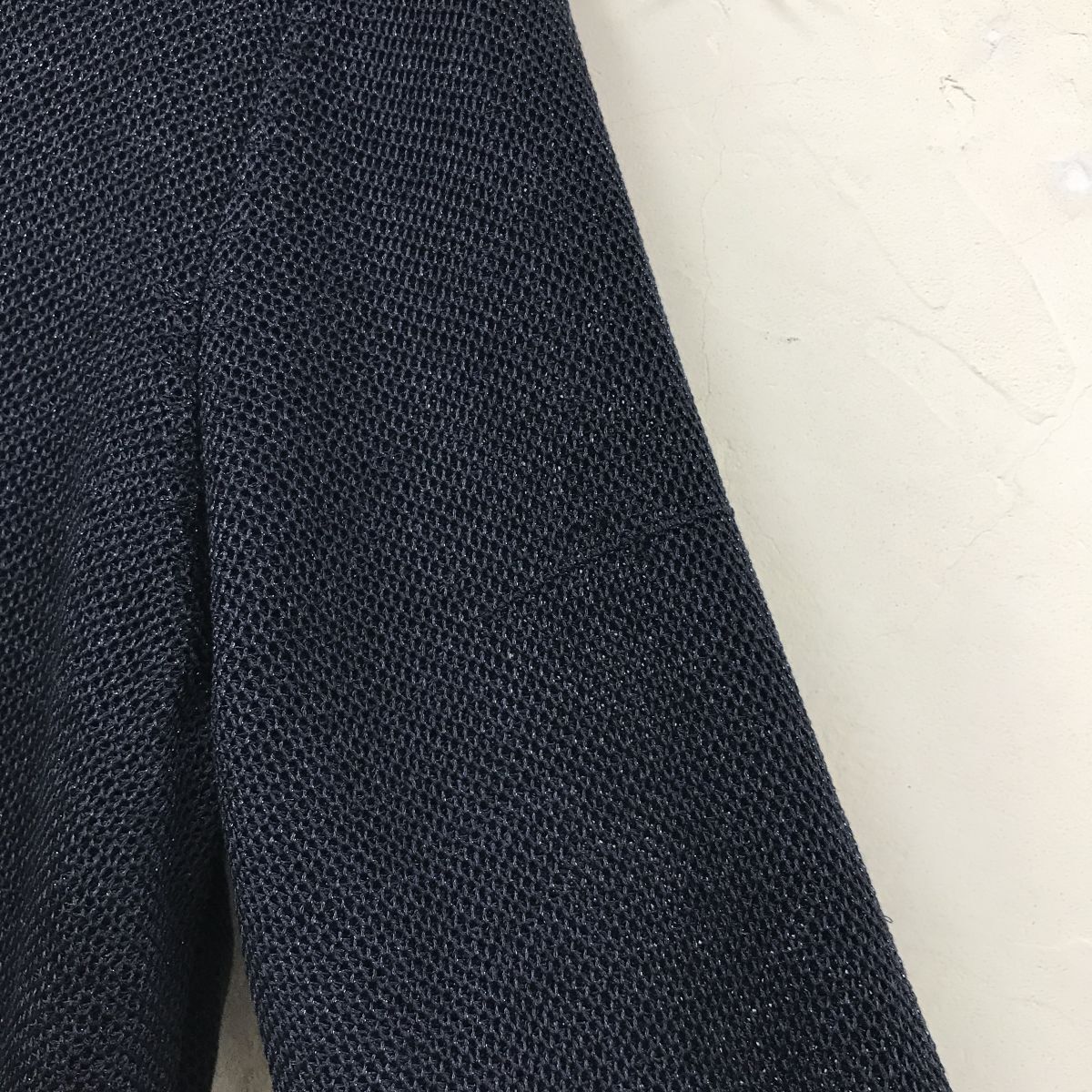 2O1236-R◆自由区 ジユウク レイヤードデザイン長袖カットソー◆サイズ38 レディース 婦人 トップス 秋冬 重ね着風 ネイビー 透け感_画像6