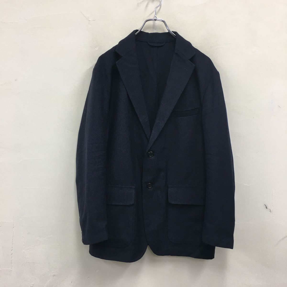 2K3379-G-N◆ SHIPS BARRY BRICKEN シップス バリーブリッケン USA製 ウールシングルテーラードジャケット 背抜き ◆ sizeL ネイビー 毛_画像2