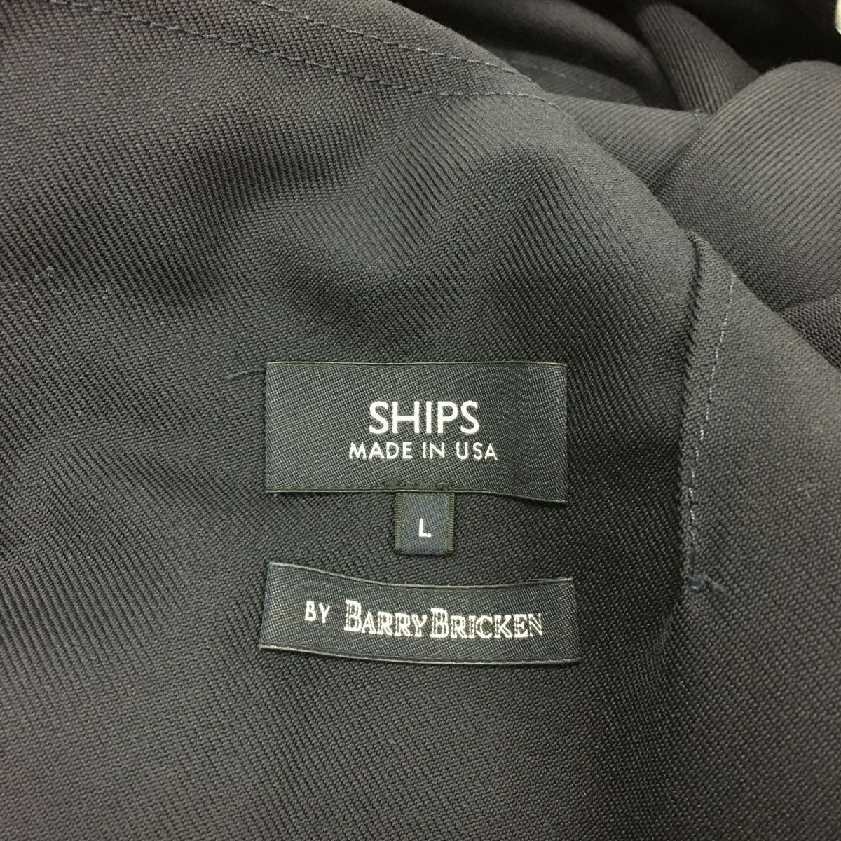 2K3379-G-N◆ SHIPS BARRY BRICKEN シップス バリーブリッケン USA製 ウールシングルテーラードジャケット 背抜き ◆ sizeL ネイビー 毛_画像7