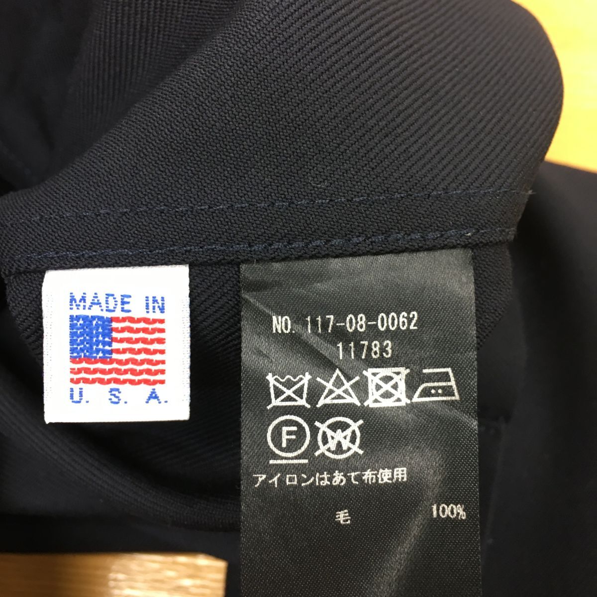 2K3379-G-N◆ SHIPS BARRY BRICKEN シップス バリーブリッケン USA製 ウールシングルテーラードジャケット 背抜き ◆ sizeL ネイビー 毛_画像8