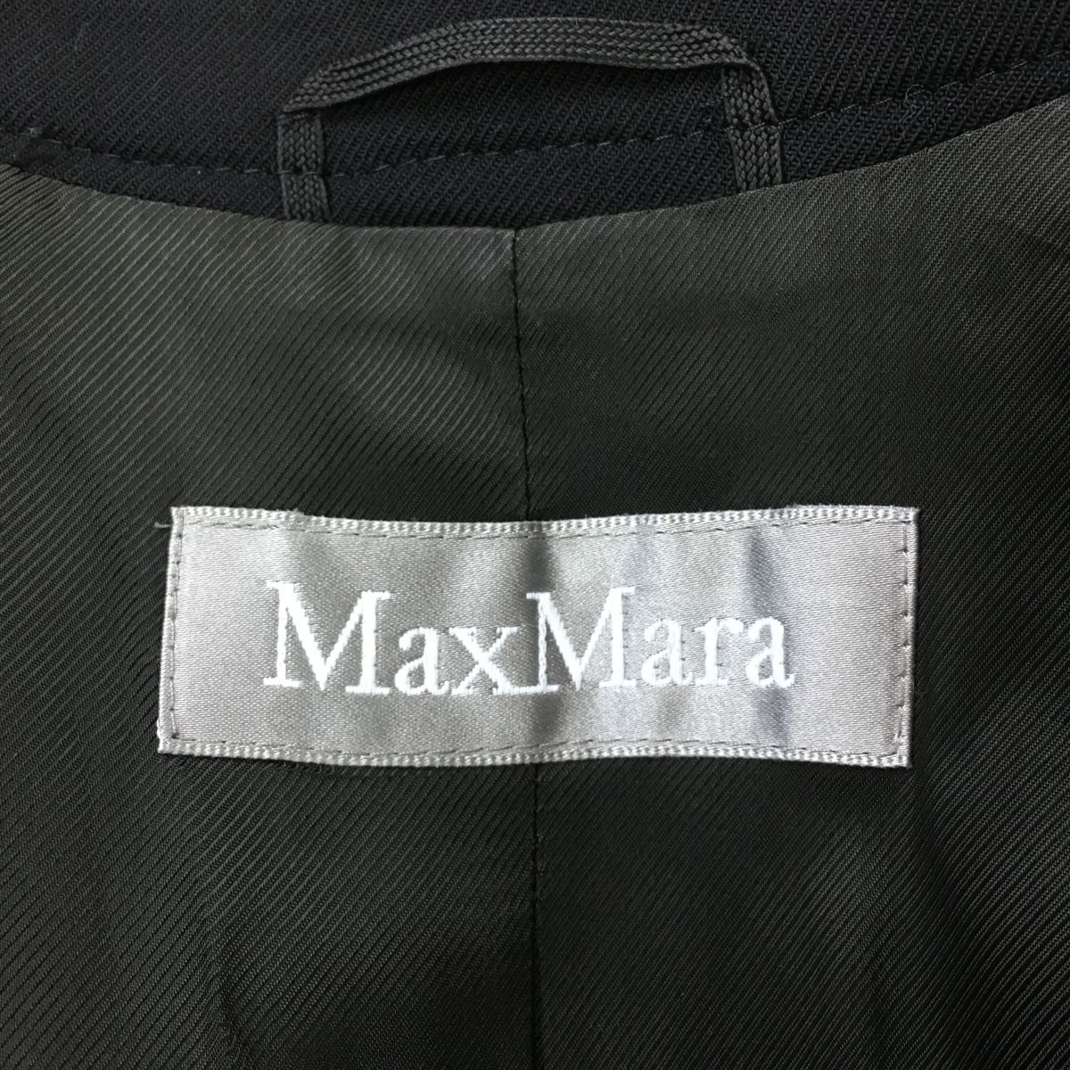 2O1428-G◆美品◆ MaxMara マックスマーラ ウールシングルテーラードジャケット 総裏 フラップ ダーツ ウエストシェイプ ◆ size40 黒_画像8