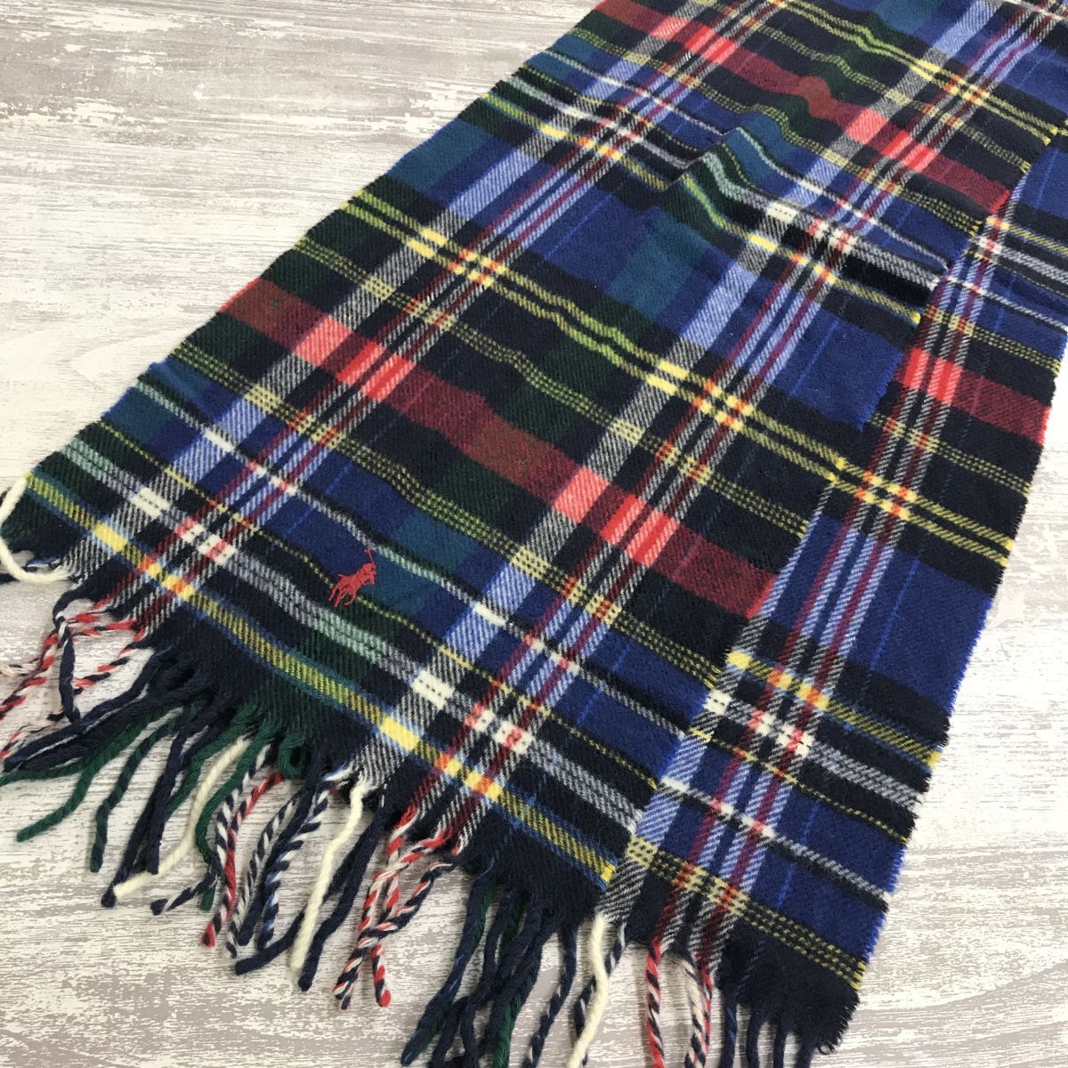 2O2832-R-N◆イタリア製 Polo RALPH LAUREN ポロラルフローレン フリンジニットマフラー◆ユニセックス メンズ レディース 秋冬 防寒_画像4