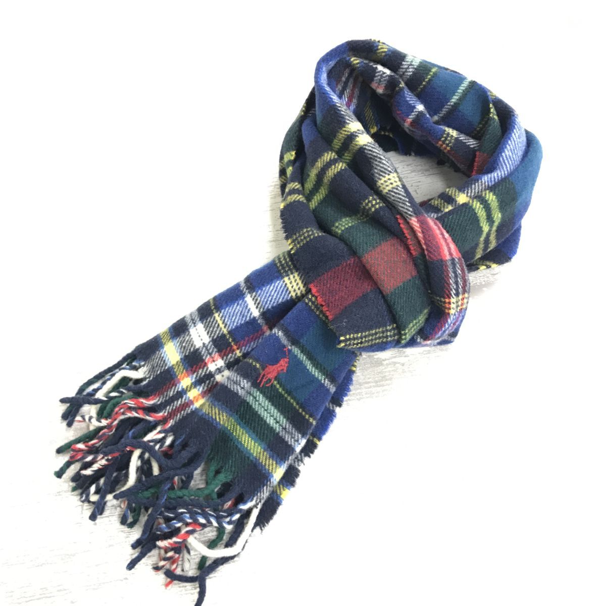 2O2832-R-N◆イタリア製 Polo RALPH LAUREN ポロラルフローレン フリンジニットマフラー◆ユニセックス メンズ レディース 秋冬 防寒_画像5