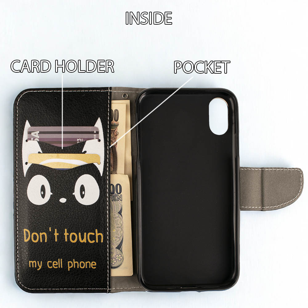 訳アリ AQUOS wish2 ケース 手帳型 wish カバー SH51C A204SH SHG08 A104SH SHM20 猫 黒猫 ネコ ねこ 人気 レザー 送料無料 スマホケース_画像3