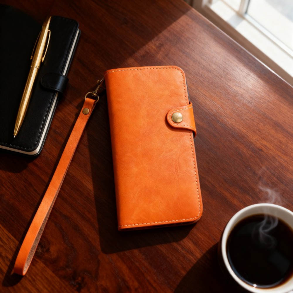 処分 2個セット iPhone8plus iPhone 7plus ケース 6splus ストラップ レザー カバー 革 手帳型 青 ブルー オレンジ 茶 ボタン スマホケース_画像8