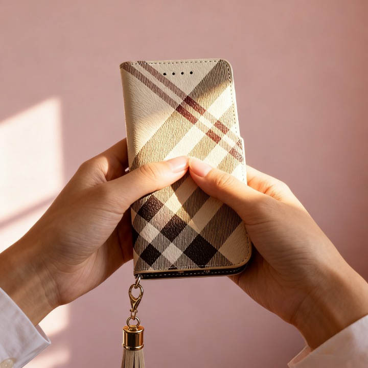 Sense3 lite Basic ケース SHM12 SHV48 手帳型 おしゃれ ベージュ 茶 可愛い カバー 鏡付 ストラップ スマホケース チェック柄 送料無料_画像7