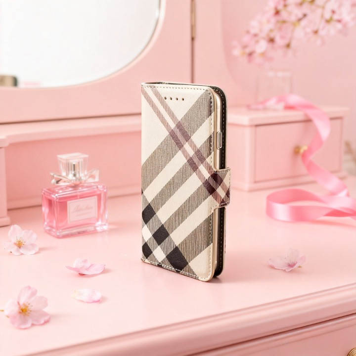 Sense3 lite Basic ケース SHM12 SHV48 手帳型 おしゃれ ベージュ 茶 可愛い カバー 鏡付 ストラップ スマホケース チェック柄 送料無料_画像8