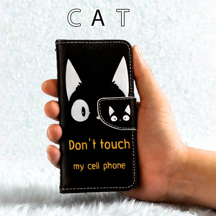 【処分 3個セット】 Xiaomi RedmiNote 9T 手帳型 A001XM ケース かわいい カバー スマホケース 人気 ねこ ネコ 猫 黒猫 レザー 革 送料無料_画像5