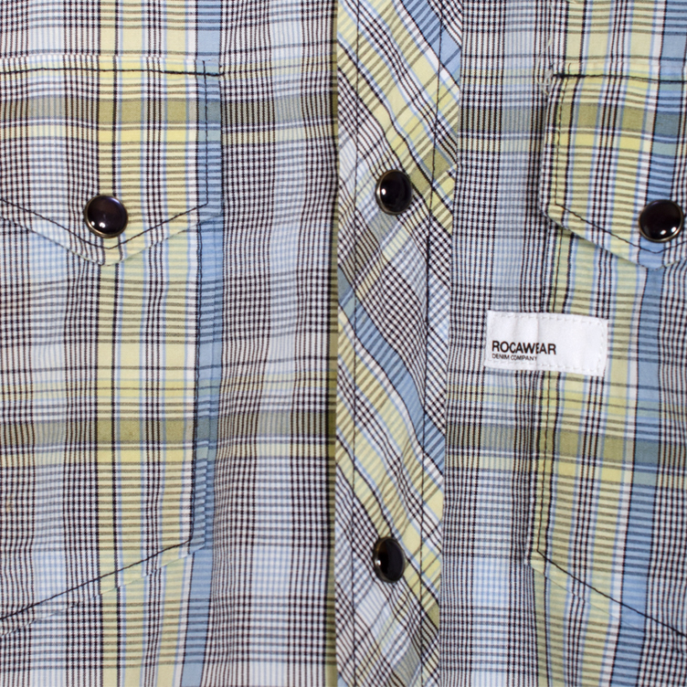 希少 ROCAWEAR ロカウエアー 長袖シャツ ワークシャツ メンズ Lサイズ チェック柄 マルチ 刺デザイン スナップボタン _画像4