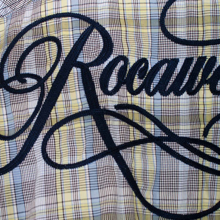 希少 ROCAWEAR ロカウエアー 長袖シャツ ワークシャツ メンズ Lサイズ チェック柄 マルチ 刺デザイン スナップボタン _画像6