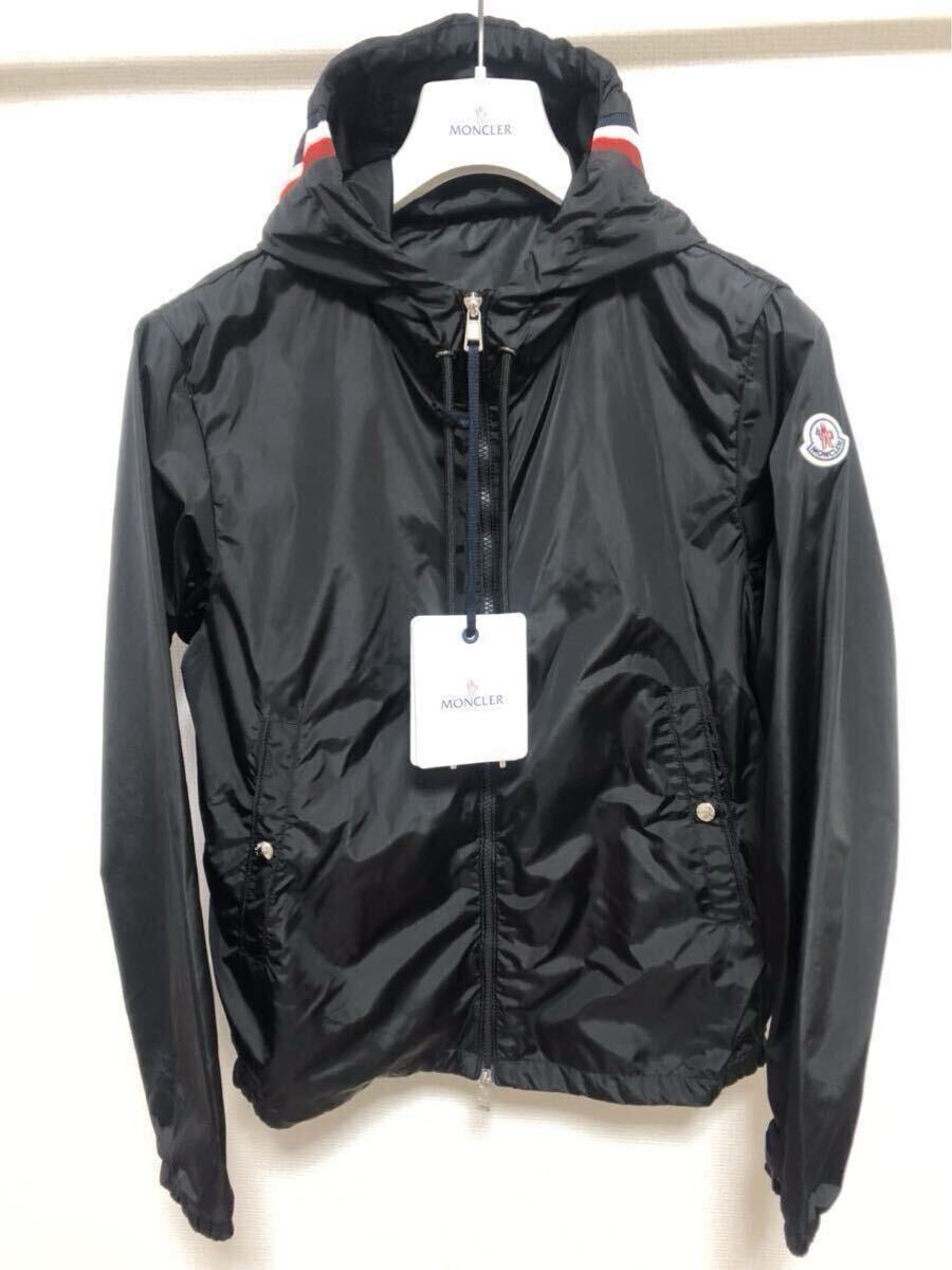 未使用 MONCLER GRIMPEURS モンクレール ジャケット ナイロン パーカー 4 正規品 モンクレールジャパン フード ブラックトリコロール_画像1