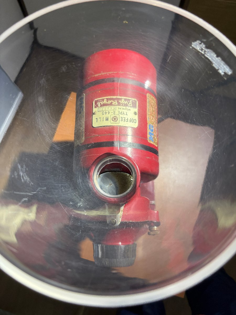 フジローヤル コーヒーミル TYPE-FORM SKDC-ECKL R-440業務用 赤 レトロ ヴィンテージ 通電確認済み 缶2つ付_画像4