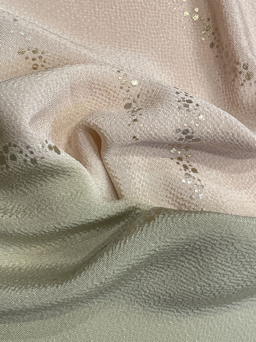 小間物きむら 17 帯揚げ 鬼シボ 金彩 薄卵と洗柿と柳鼠 セミフォーマルまで_画像2