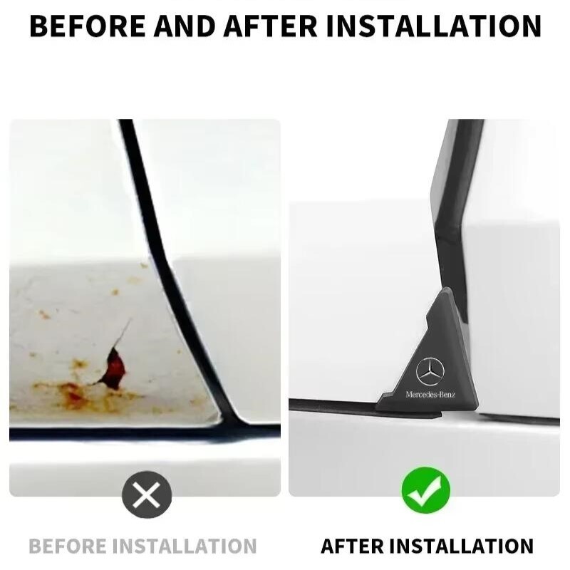 2点セット Mercedes-Benz メルセデスベンツ ドアコーナープロテクター コーナーガード シリコン ステッカー ブラック AMG PETRONAS e_画像3