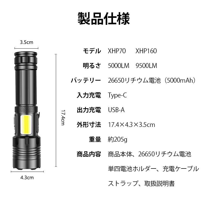  мигающий свет LED мощный 9500 люмен ручной фонарь армия для маленький размер USB заряжающийся батарейка COB супер высокая яркость предотвращение бедствий земля . водонепроницаемый альпинизм ночь рыбалка работа для zchw0139.1
