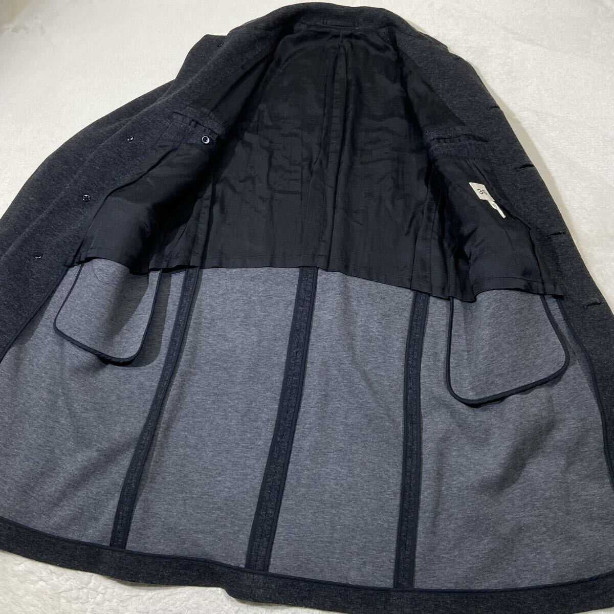 《美品》ScyeBASICS サイベーシック ウール コットン カシミヤ ナイロン リネン チェスターコート スタンドカラー グレー S_画像9