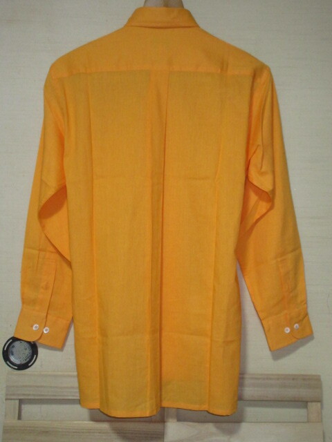 Paul Stuart paul (pole) Stuart рубашка с длинным рукавом постоянный цвет orange / solid ( одиночный цвет ) M лен 50% хлопок 50% квадратное низ не использовался!