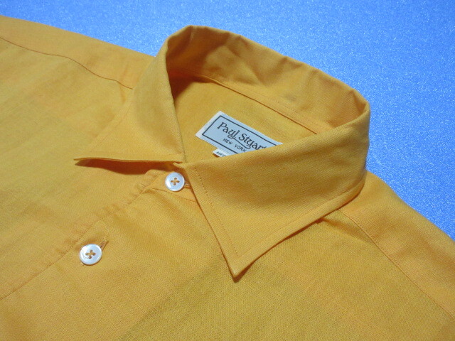 Paul Stuart paul (pole) Stuart рубашка с длинным рукавом постоянный цвет orange / solid ( одиночный цвет ) M лен 50% хлопок 50% квадратное низ не использовался!