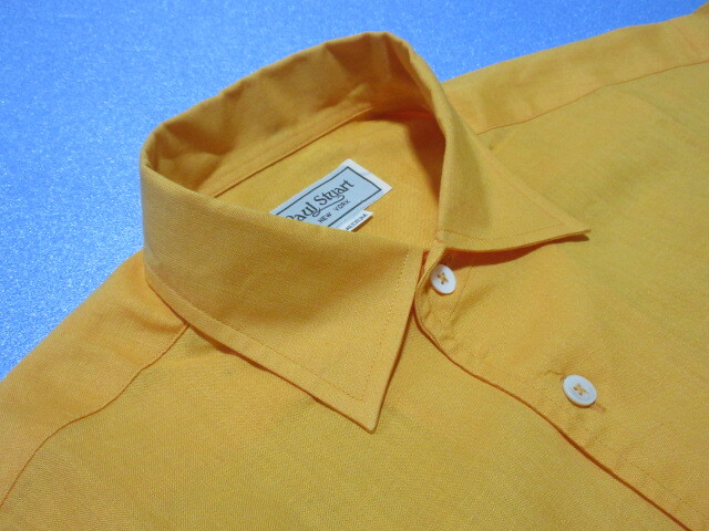 Paul Stuart paul (pole) Stuart рубашка с длинным рукавом постоянный цвет orange / solid ( одиночный цвет ) M лен 50% хлопок 50% квадратное низ не использовался!