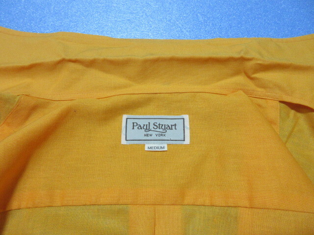 Paul Stuart paul (pole) Stuart рубашка с длинным рукавом постоянный цвет orange / solid ( одиночный цвет ) M лен 50% хлопок 50% квадратное низ не использовался!