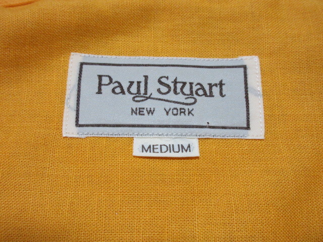Paul Stuart paul (pole) Stuart рубашка с длинным рукавом постоянный цвет orange / solid ( одиночный цвет ) M лен 50% хлопок 50% квадратное низ не использовался!