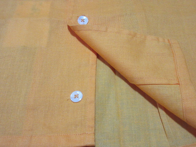 Paul Stuart paul (pole) Stuart рубашка с длинным рукавом постоянный цвет orange / solid ( одиночный цвет ) M лен 50% хлопок 50% квадратное низ не использовался!