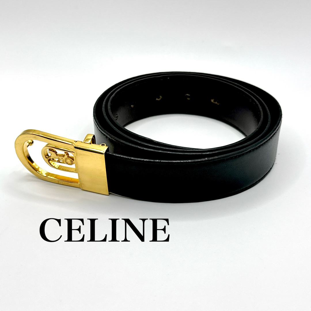 CELINE セリーヌ レザー リバーシブル ベルト ブラック×ブラウン_画像1