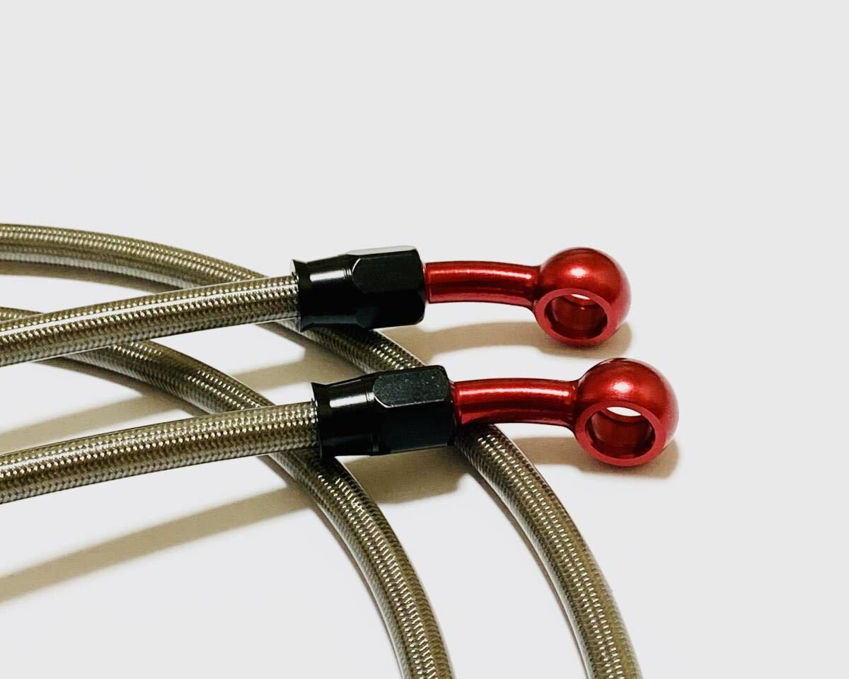 『お好きな長さお申し下さい』2本SET メッシュホース ブレーキホース ステン クリア スモーク レッド 純正長 国産 フロント リア クラッチ_画像3