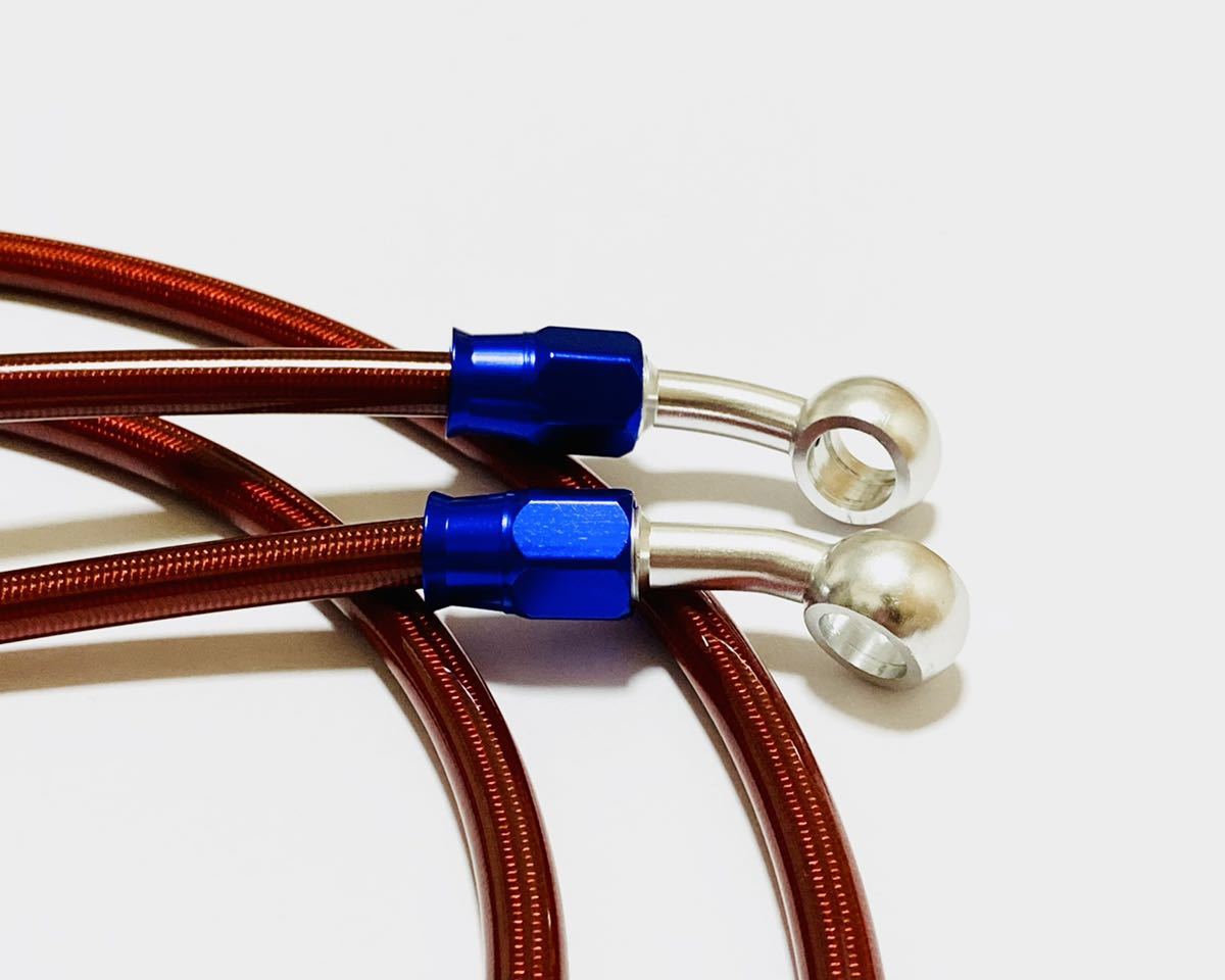 『ホースやバンジョーのカラーが選択可能』メッシュホース ブレーキホース ステン クリア スモーク レッド 純正長 国産 フロント リア 油圧_画像1