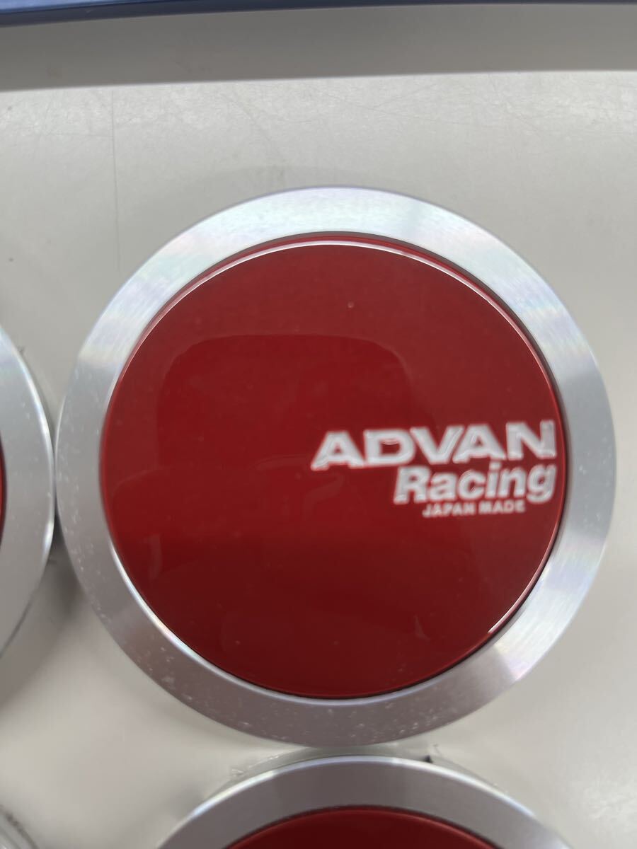 ADVAN Racing センターキャップ 4個セット　ヨコハマ　　　　アドバン　73 フルフラット　キャンディレッド　ホイールセンターキャップ_画像3