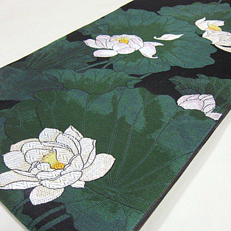 単衣に！スリーシーズン　新品未仕立　西陣織六通柄袋帯　蓮の花_画像2