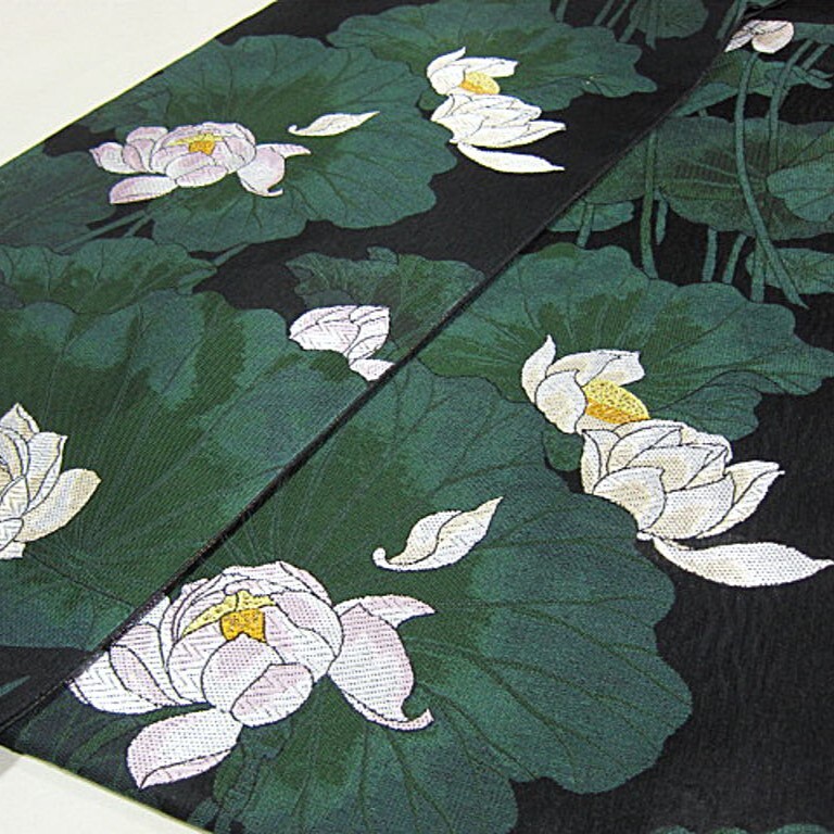 単衣に！スリーシーズン　新品未仕立　西陣織六通柄袋帯　蓮の花_画像6