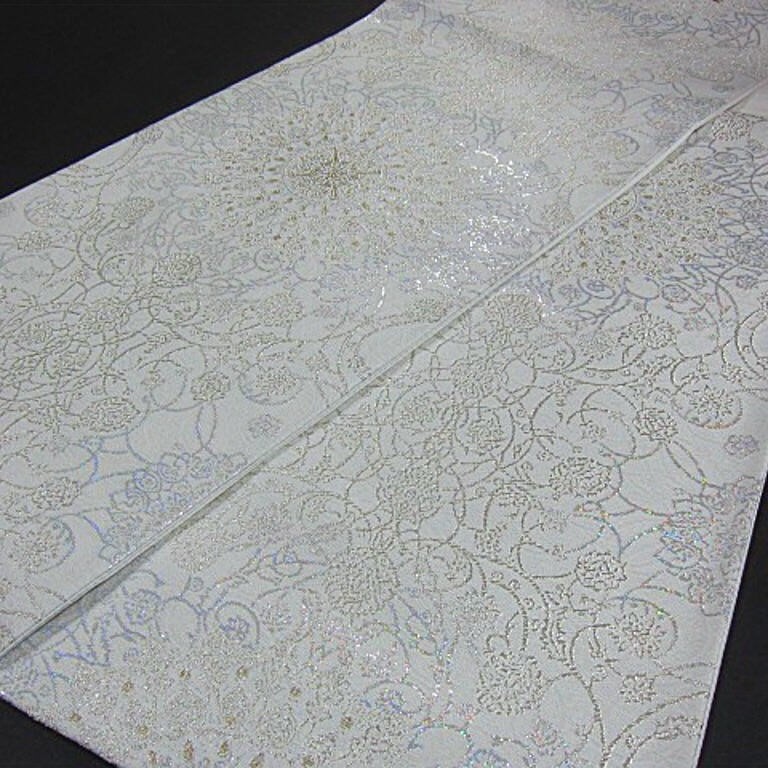 新品未仕立　豪華作品　藤本隆志　螺鈿入り西陣織六通柄高級袋帯　アラベスク模様_画像6