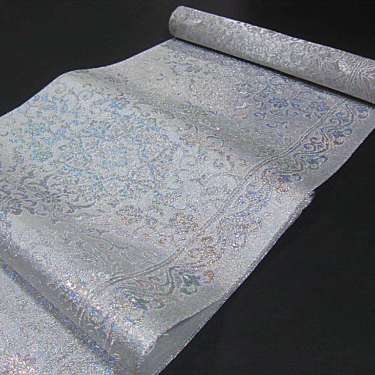 華やかな逸品 新品未仕立 豪華 西陣織六通柄丸巻袋帯 菱華紋模様①_画像6