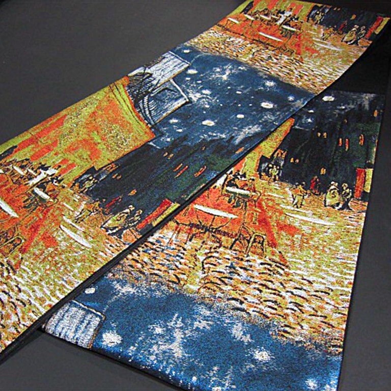 新品未仕立 豪華 西陣織六通柄袋帯 ゴッホ 夜のカフェテラス_画像5