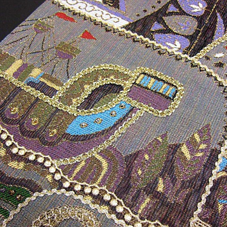 逸品　新品未仕立　豪華作品　金駒刺繍入り西陣織高級袋帯　ゾウ　遙か悠久のオリエント　_画像4