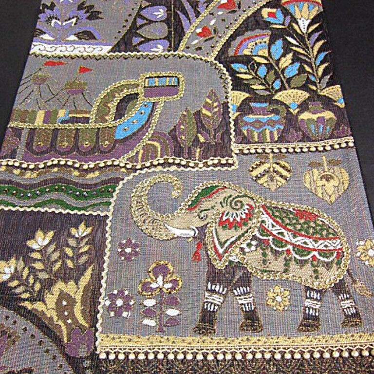 逸品　新品未仕立　豪華作品　金駒刺繍入り西陣織高級袋帯　ゾウ　遙か悠久のオリエント　_画像5