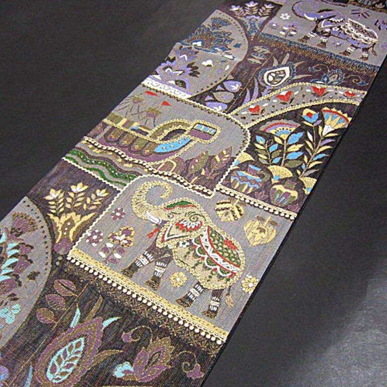 逸品　新品未仕立　豪華作品　金駒刺繍入り西陣織高級袋帯　ゾウ　遙か悠久のオリエント　_画像9