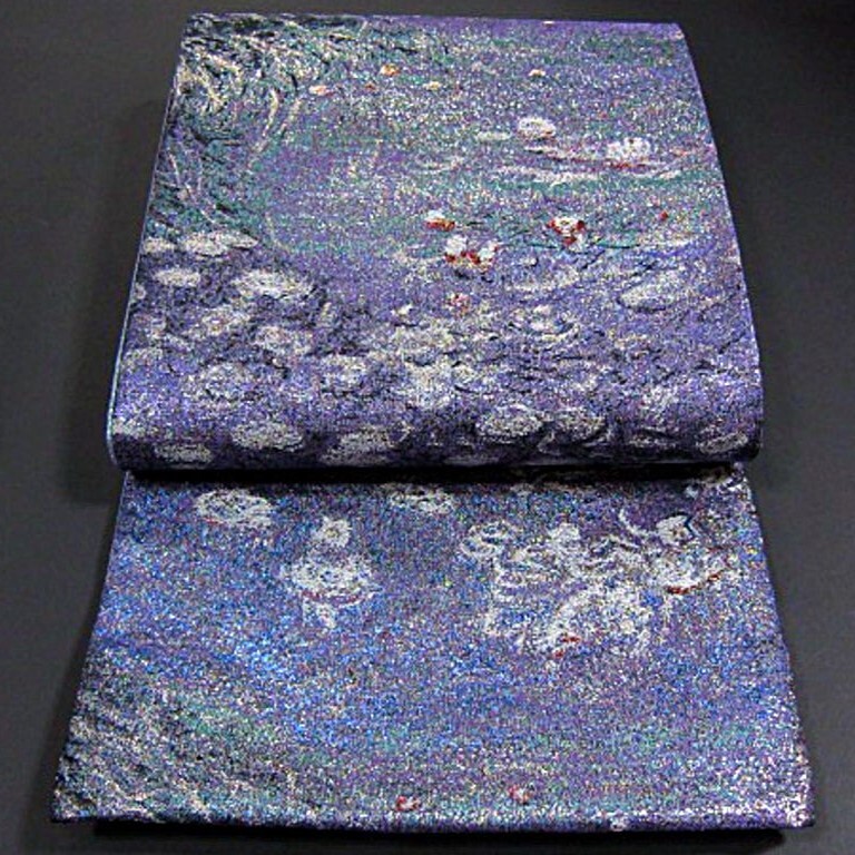 逸品　新品未仕立　豪華　西陣織全通柄袋帯　モネ　睡蓮　　綺麗なグラデーション_画像1