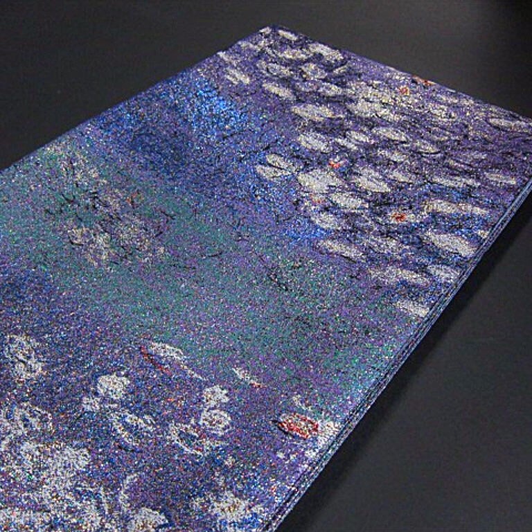 逸品　新品未仕立　豪華　西陣織全通柄袋帯　モネ　睡蓮　　綺麗なグラデーション_画像2