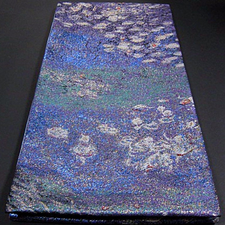 逸品　新品未仕立　豪華　西陣織全通柄袋帯　モネ　睡蓮　　綺麗なグラデーション_画像3