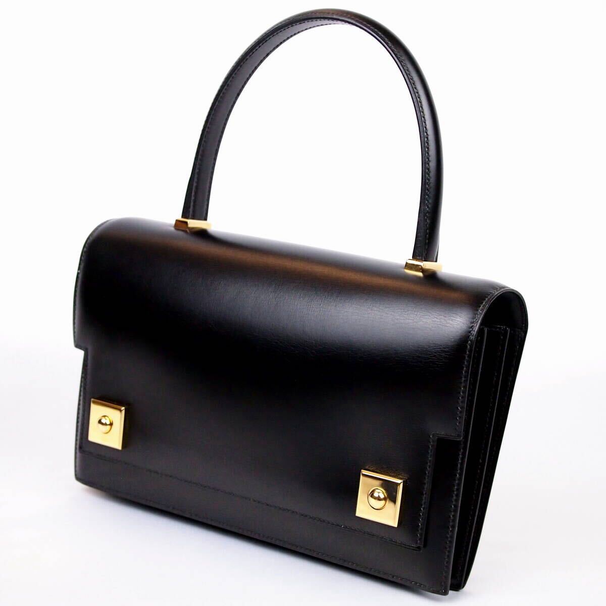 【B454】美品 HERMES エルメス ヴィンテージ 1992年 ボックスカーフ ピアノ ハンドバッグ 刻印〇V_画像2