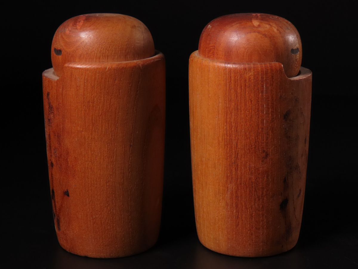 【ONE'S】内閣総理大臣賞受賞作家 宮嶋無筆 本人作 創作こけし 『木洩日』 一対 高11cm 伝統こけし コケシ 郷土玩具 伝統工芸 _画像3