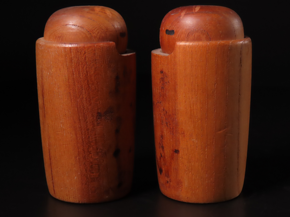 【ONE'S】内閣総理大臣賞受賞作家 宮嶋無筆 本人作 創作こけし 『木洩日』 一対 高11cm 伝統こけし コケシ 郷土玩具 伝統工芸 _画像4