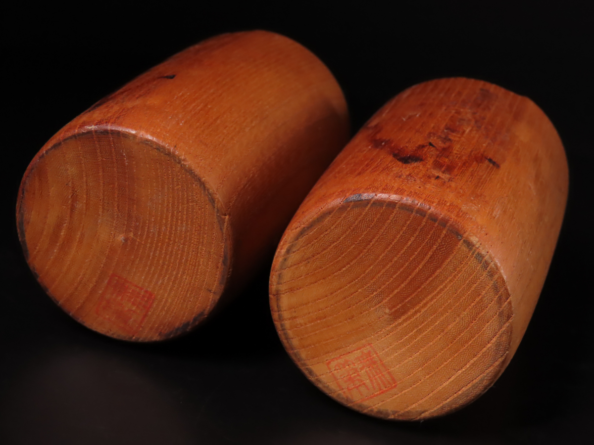 【ONE'S】内閣総理大臣賞受賞作家 宮嶋無筆 本人作 創作こけし 『木洩日』 一対 高11cm 伝統こけし コケシ 郷土玩具 伝統工芸 _画像8