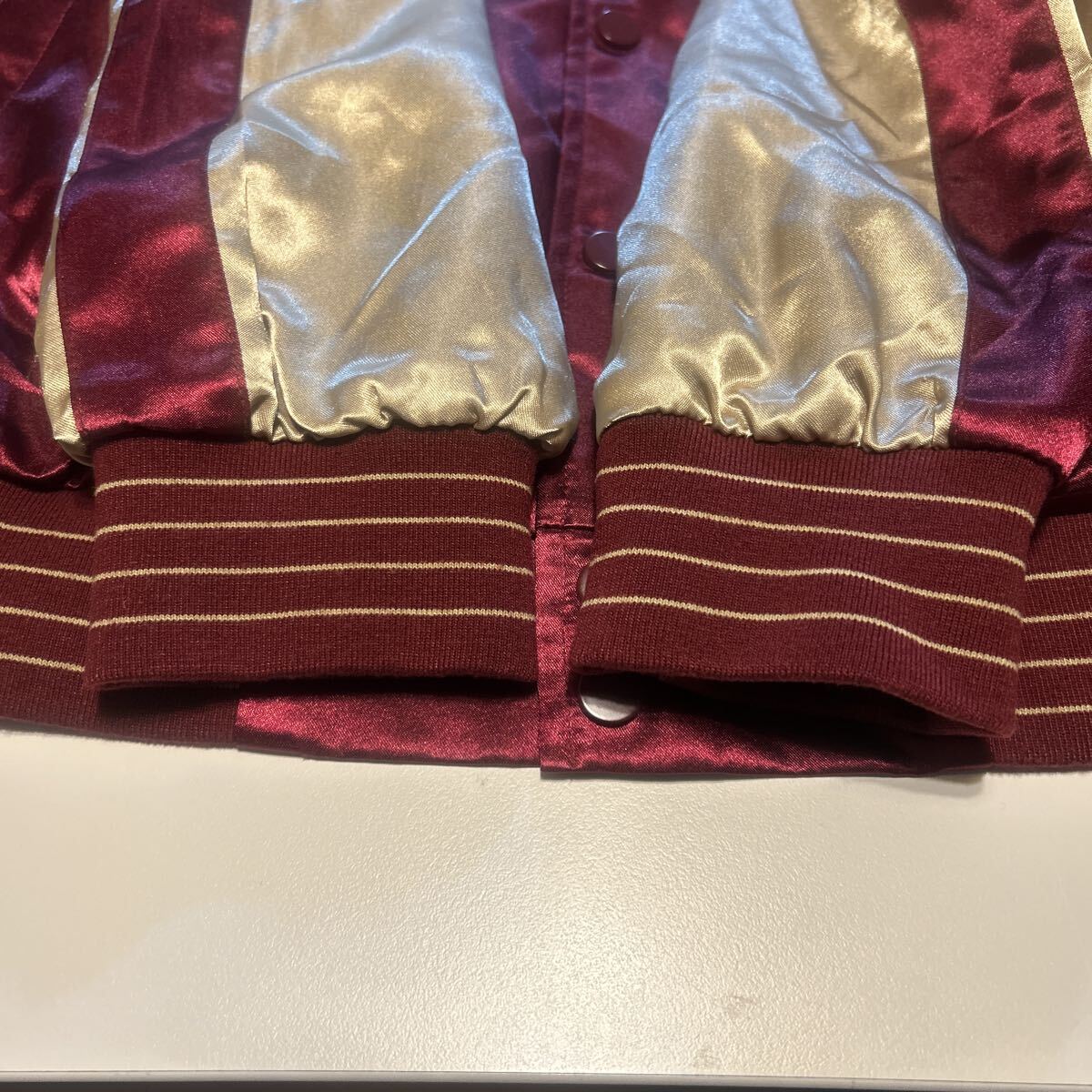 FOREVER21 スーベニアジャケット スカジャン サイズS 状態良し 両面刺繍 虎 バーガンディ×ゴールド _画像8