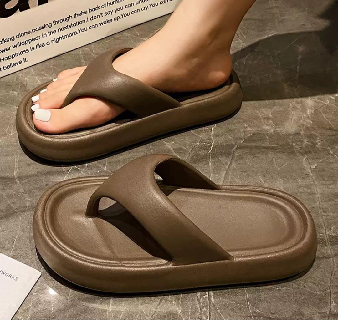  толщина низ пляжные шлепанцы шлепанцы для душа сандалии Brown чай цвет для мужчин и женщин 26cm новый товар 