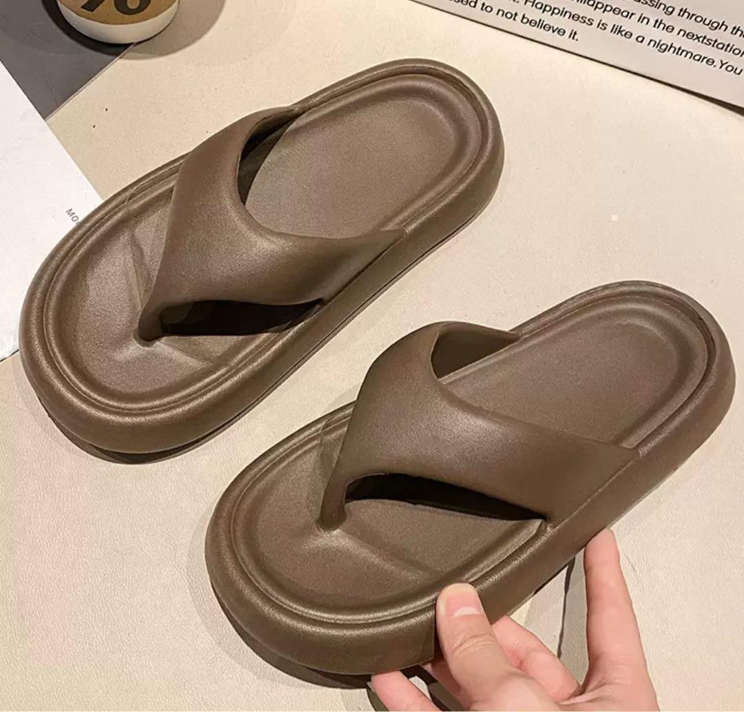  толщина низ пляжные шлепанцы шлепанцы для душа сандалии Brown чай цвет для мужчин и женщин 26cm новый товар 